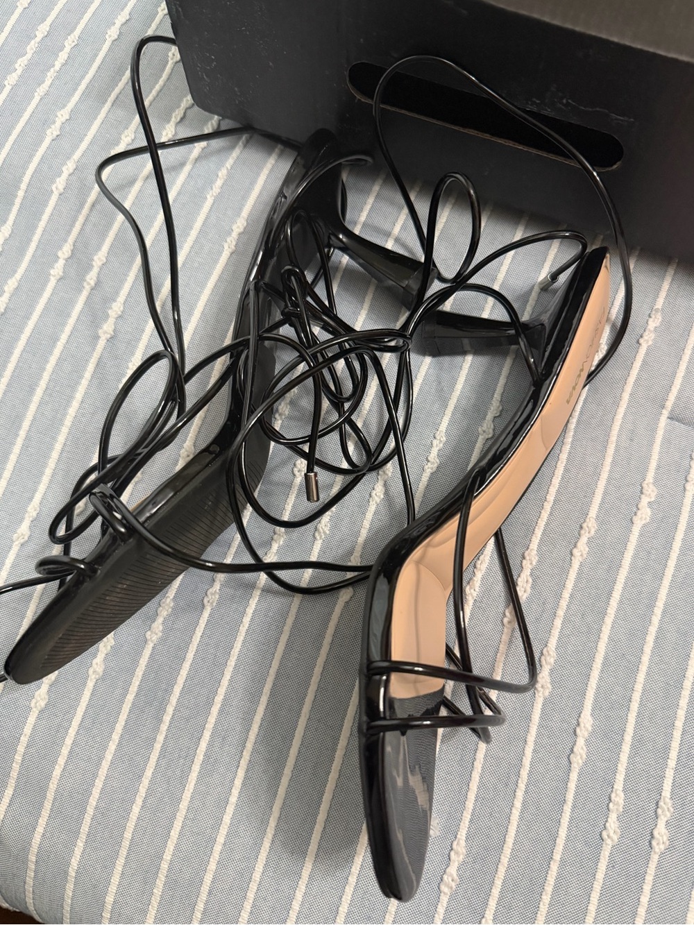 Fashion Nova Black Strappy Lace-Up Heels - Picture 2 of 4